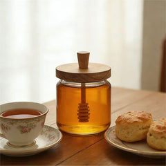clear glass jar monitor honey levels for storage