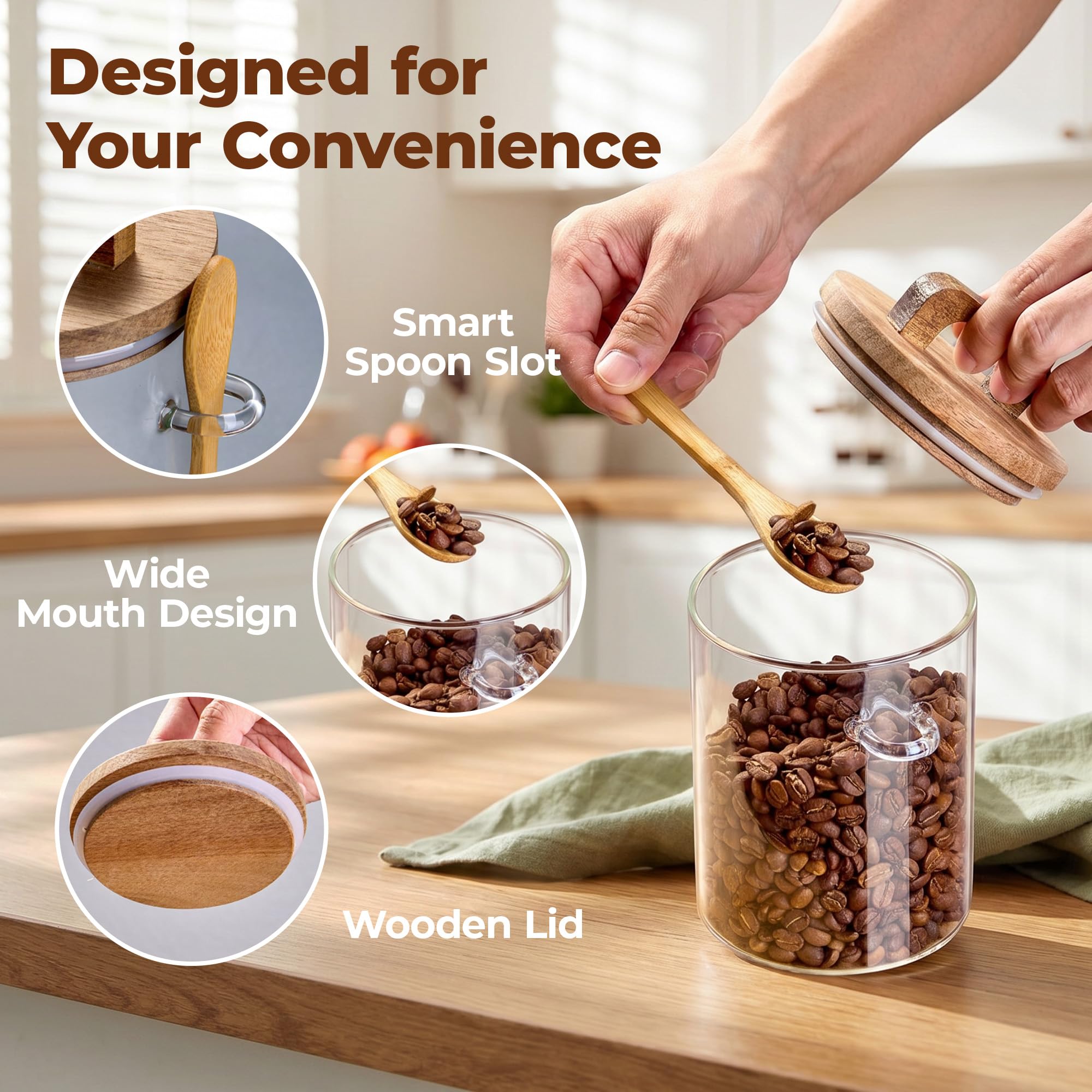 Built-in spoon slot visible on the glass jar from Trez Treamer