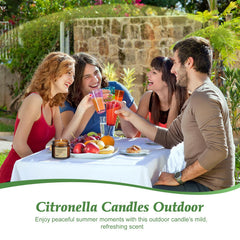 Citronella candle in weighted glass container for outdoor use