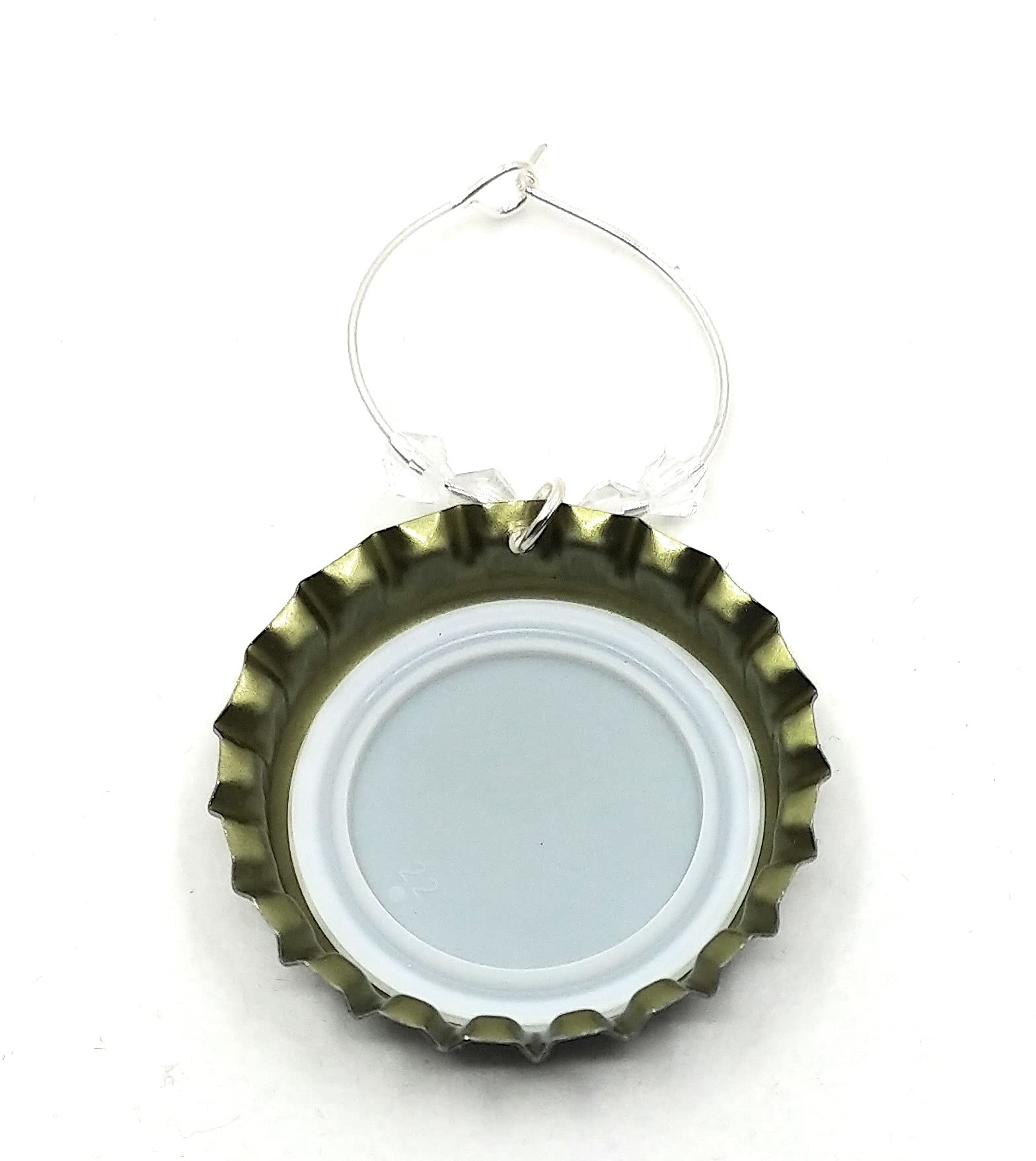 Close up of wine glass charms for bridal shower party favors