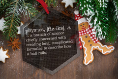 Beveled glass ornament for Christmas tree with red ribbon