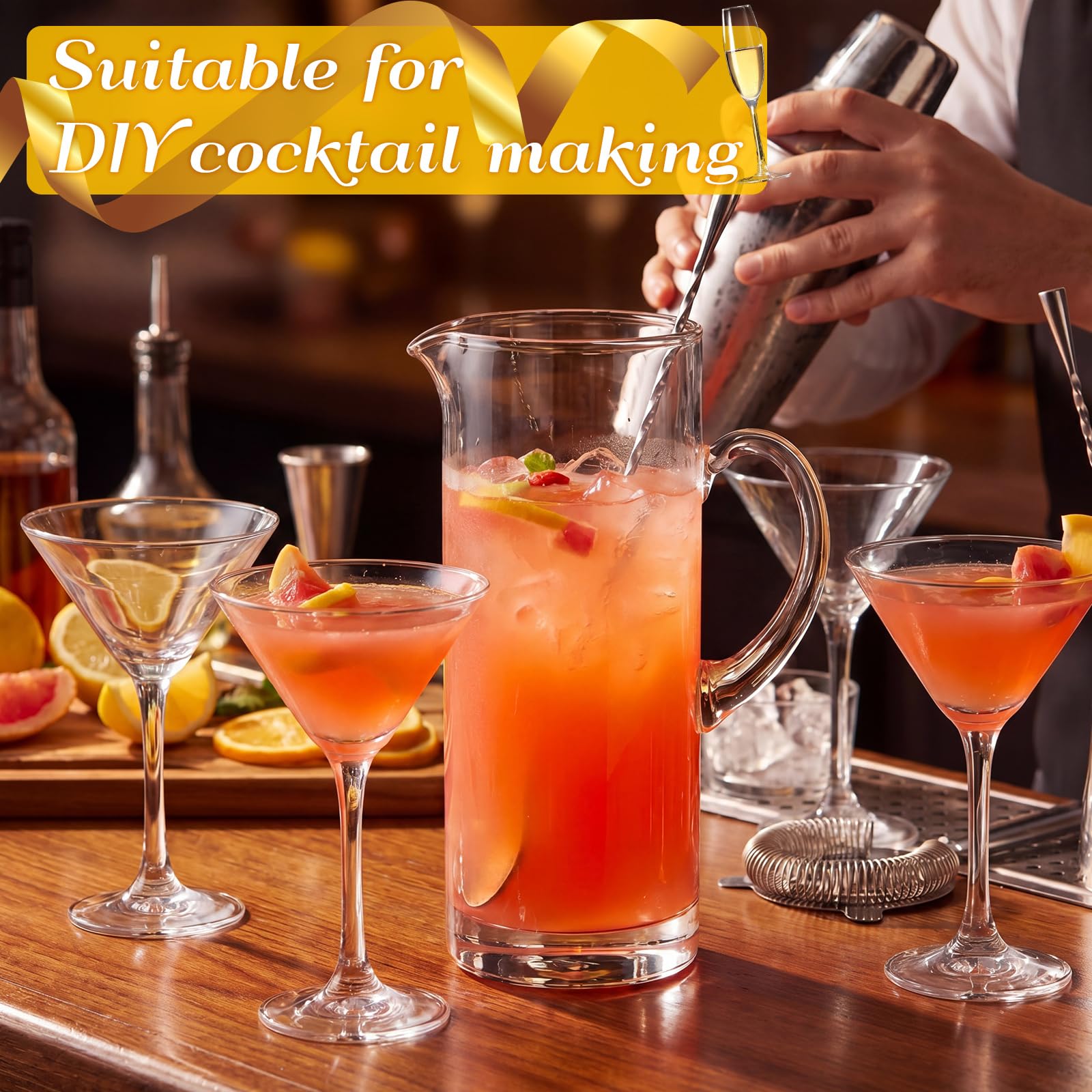 glass pitcher 2 L and four martini glasses LemonRoad