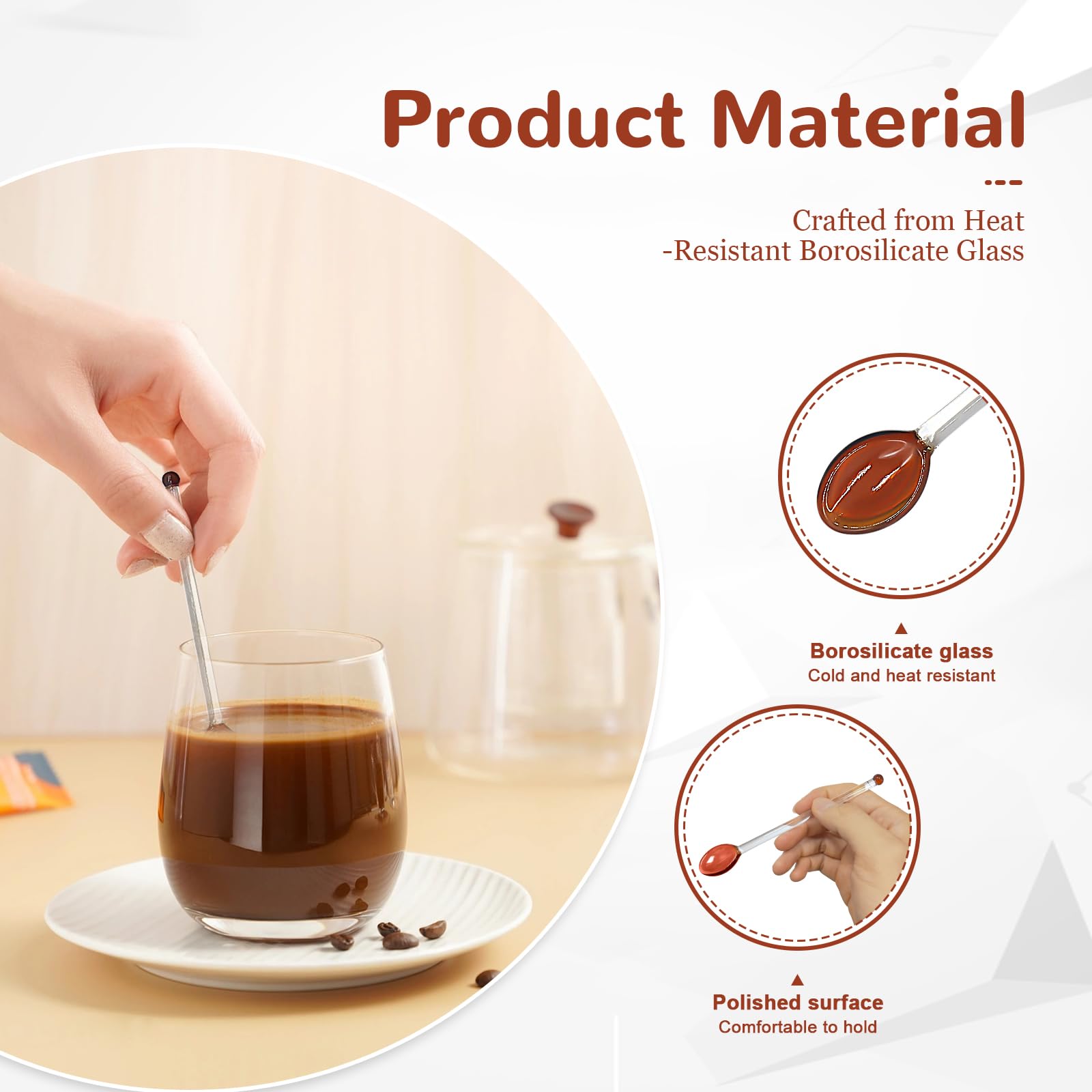 5.5 inch borosilicate glass spoons for coffee