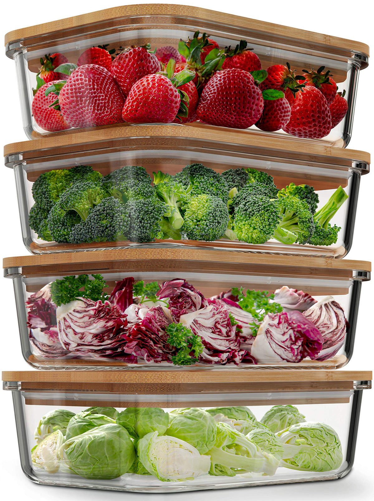 Glass storage containers with bamboo lids 36oz four pack