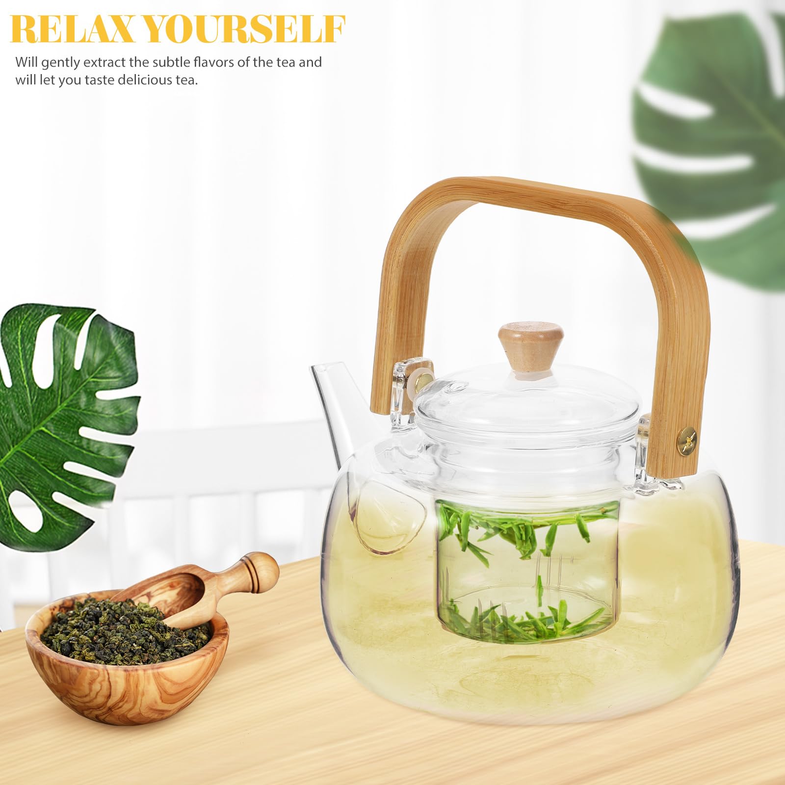Glass teapot 1000ml for blooming varieties