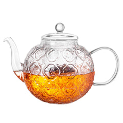 Glass teapot with removable infuser in clear borosilicate glass