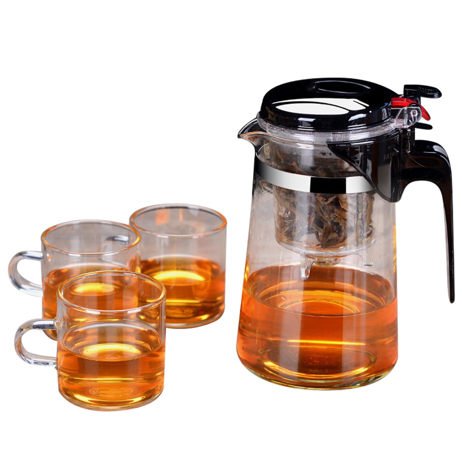 Glass teapot set One Touch Tea Maker 750ml with three 100ml cups
