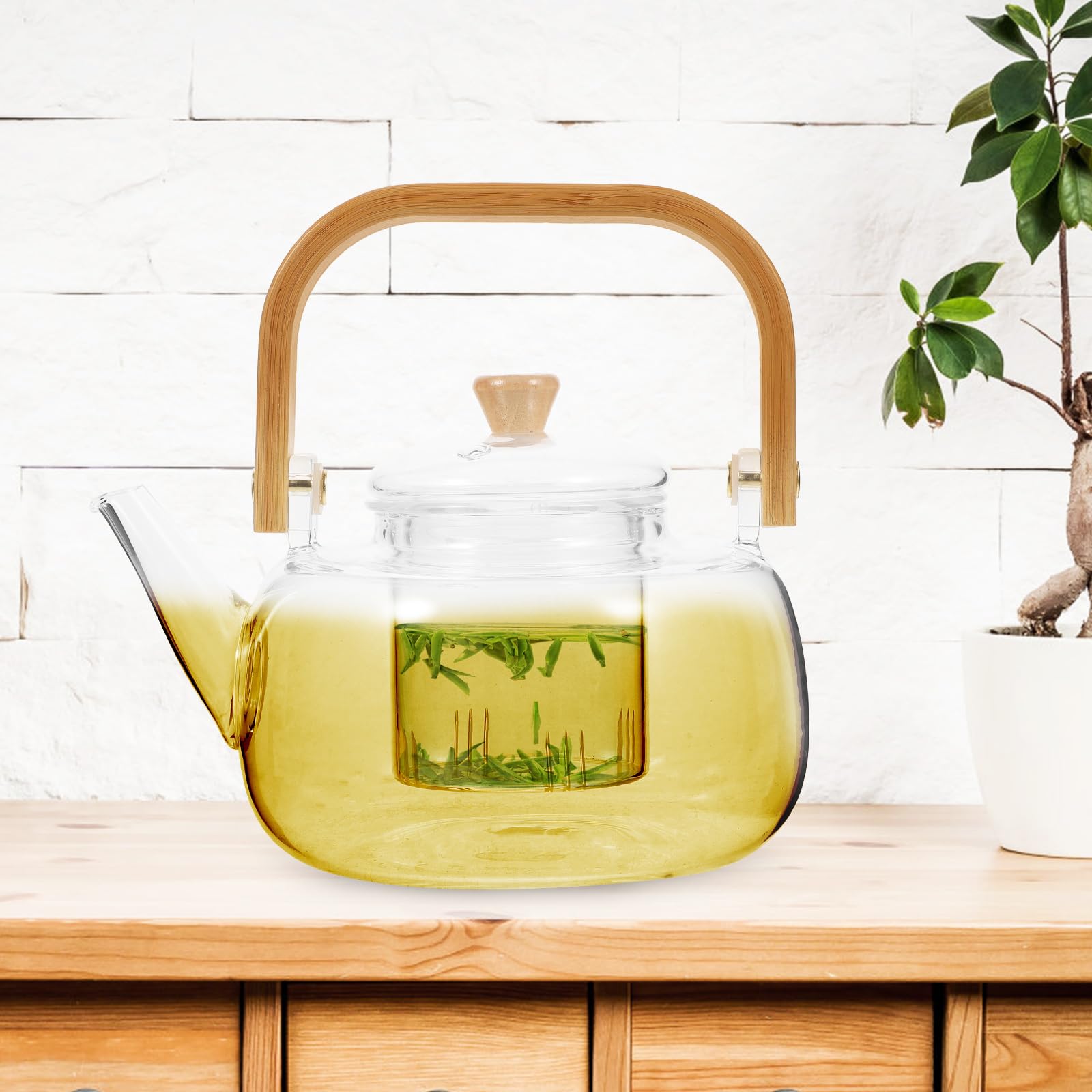 Wide mouth glass teapot easy cleaning