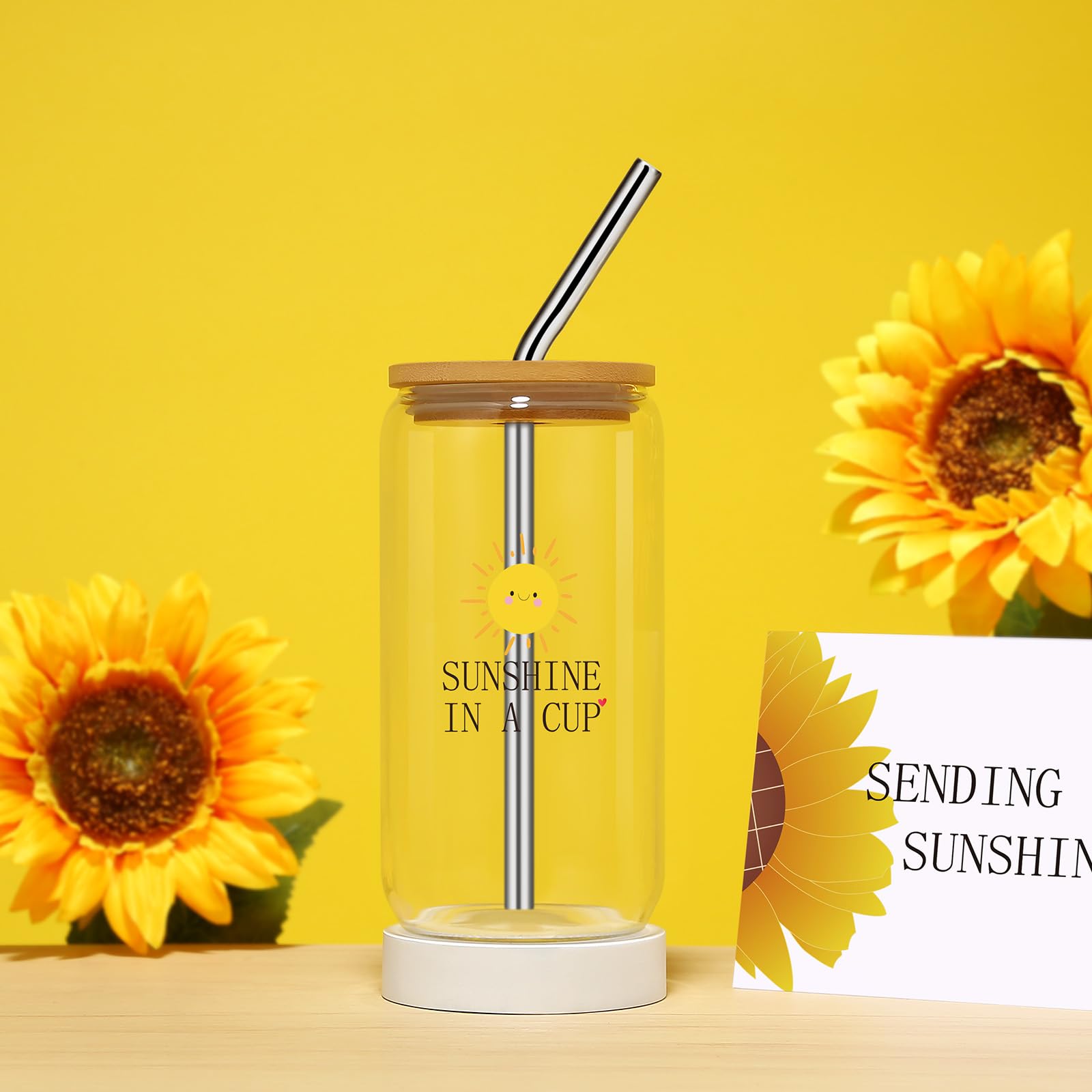 Glass tumbler 16oz with bamboo lid included