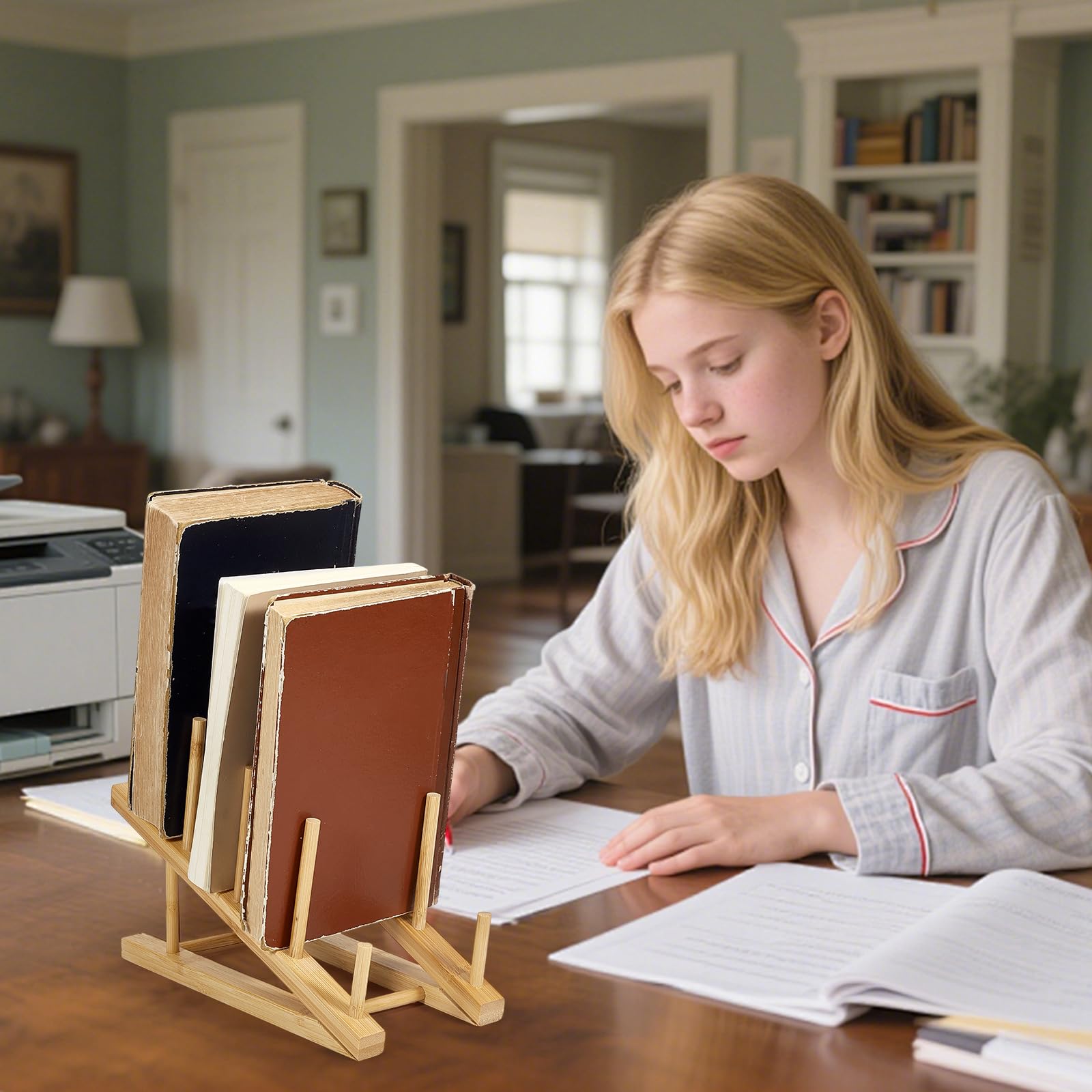 Wide-application bamboo rack for magazines vinyl records and art
