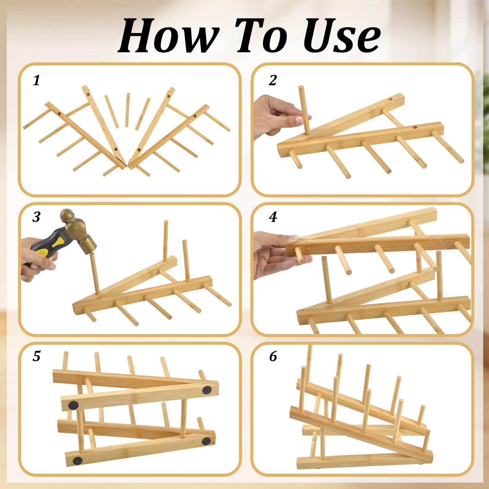 Tiered bamboo display stand suitable for plates and books