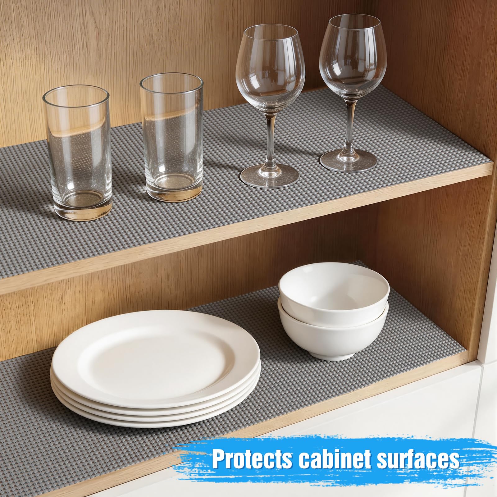 Cushioning and protection for shelves drawers and cabinets