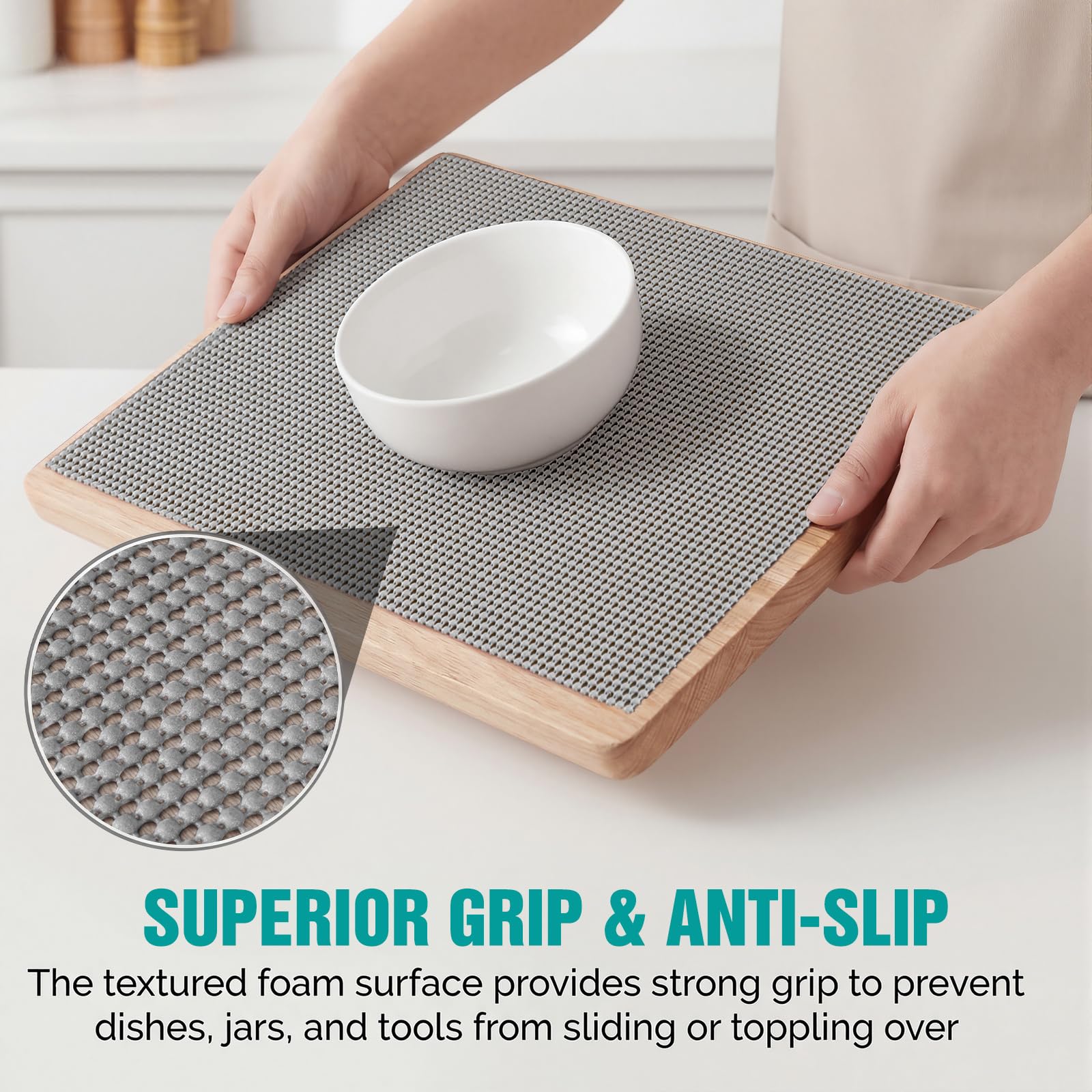Easy trim washable liner provides surface protection