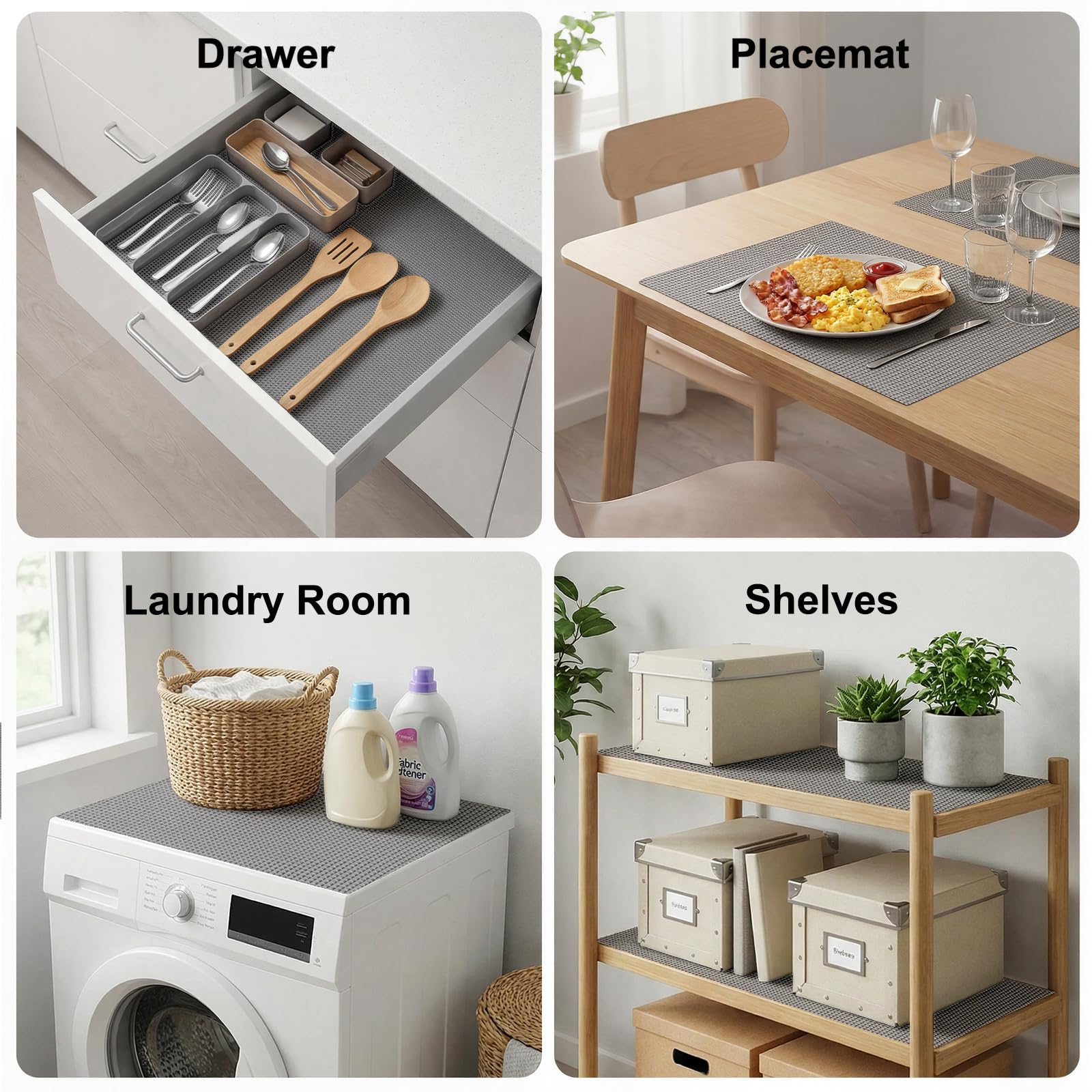 Versatile liner for kitchen pantries bathrooms and storage