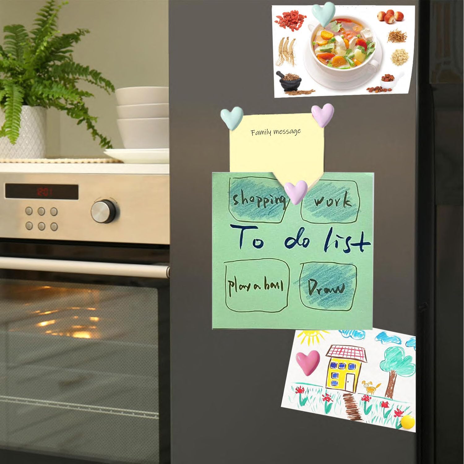 Colorful pastel and macaron color heart magnets suitable for fridge