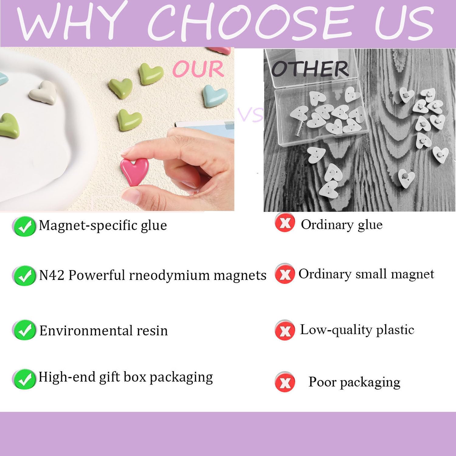 Valentine gift ready box containing heart fridge magnets