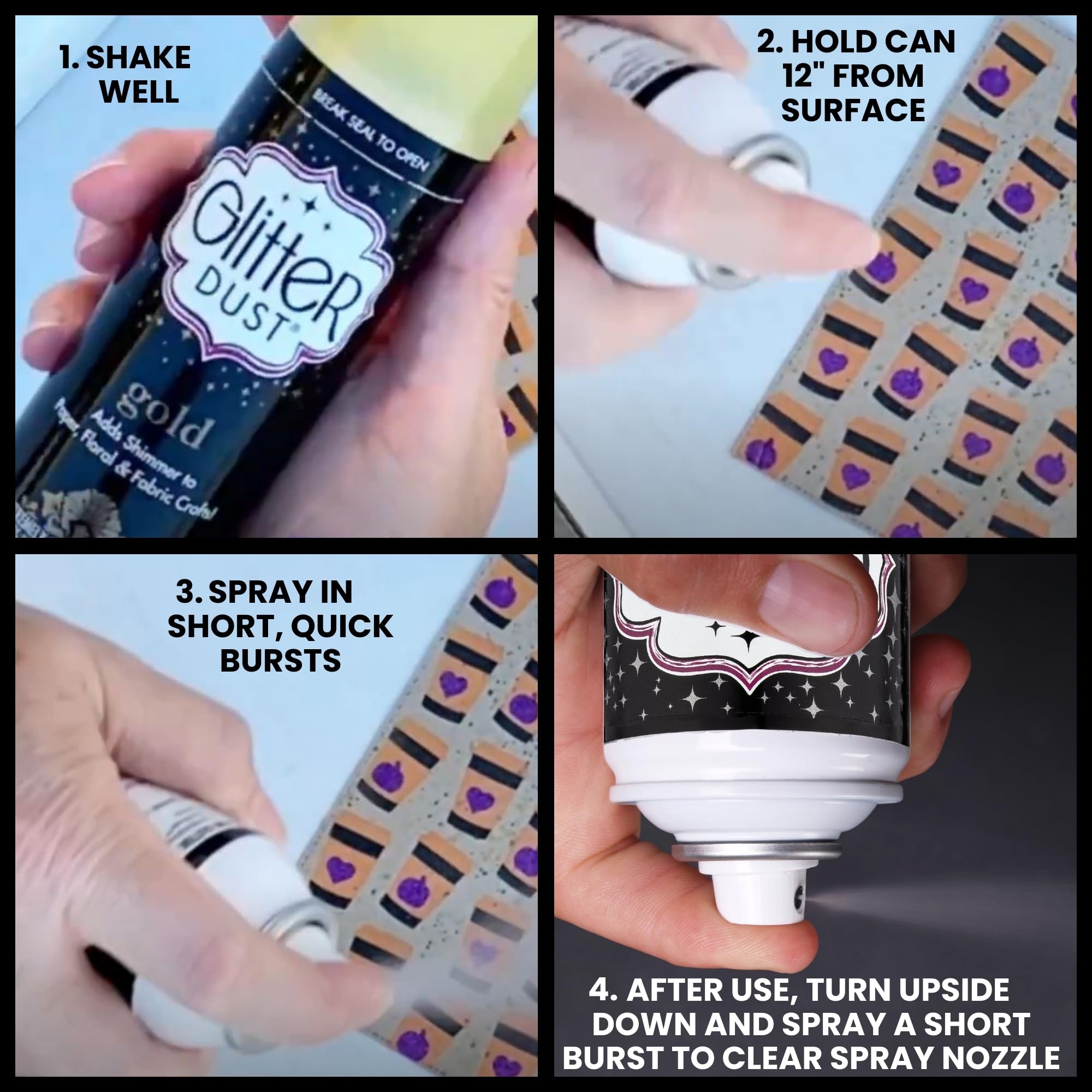Iridescent color option for Glitter Dust spray on paper