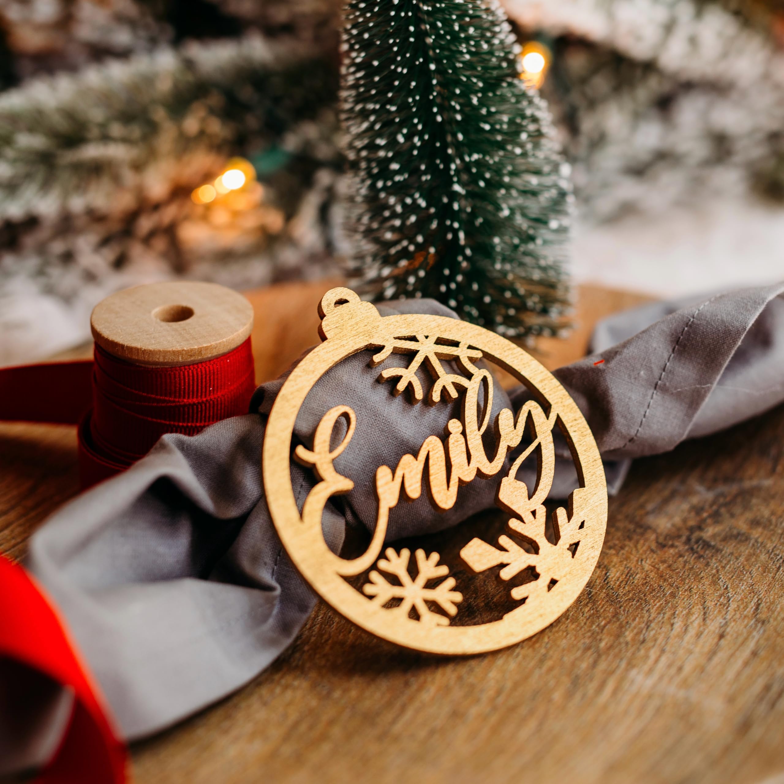 Glitter silver acrylic ornament finish option