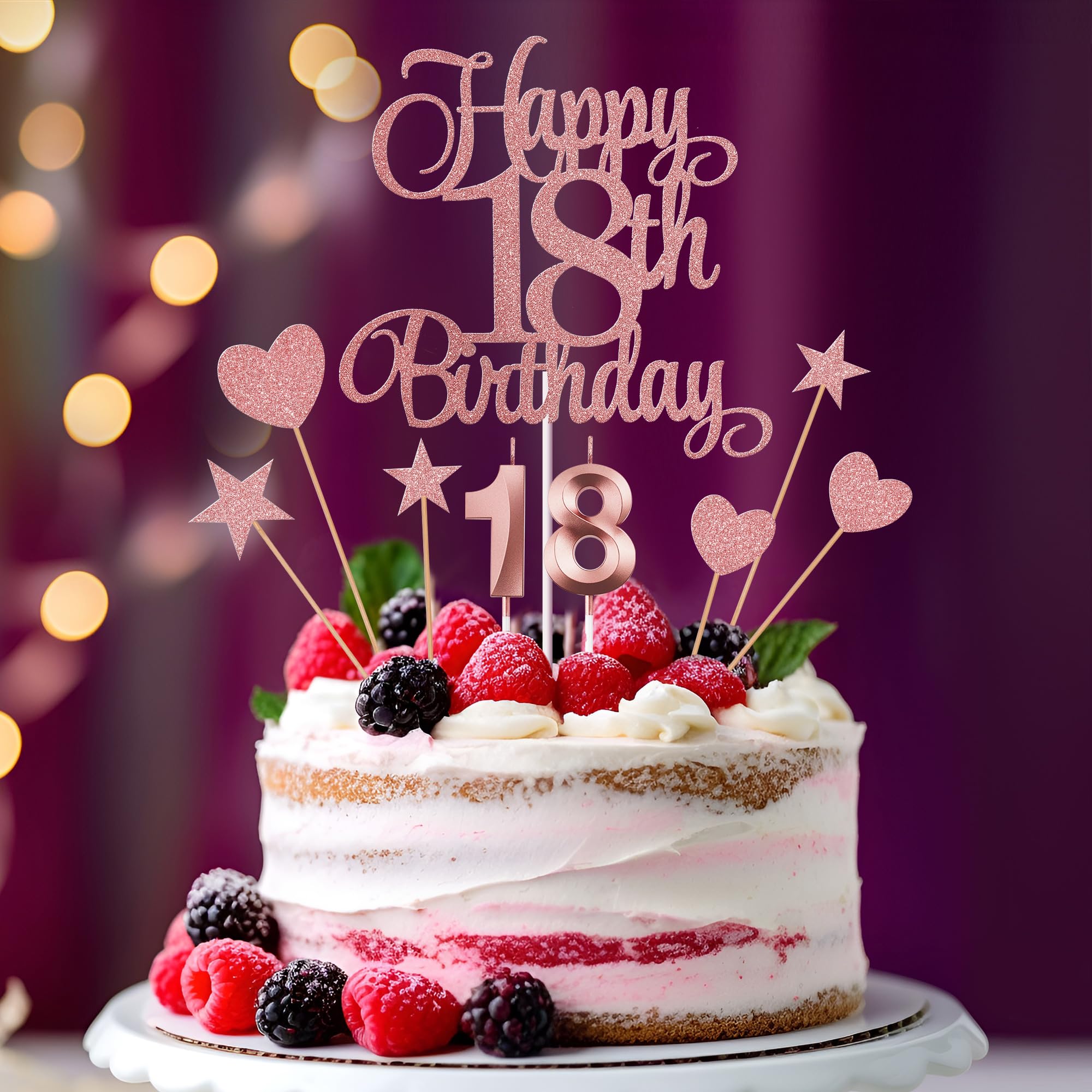 Heart toppers glitter for 18th birthday cake