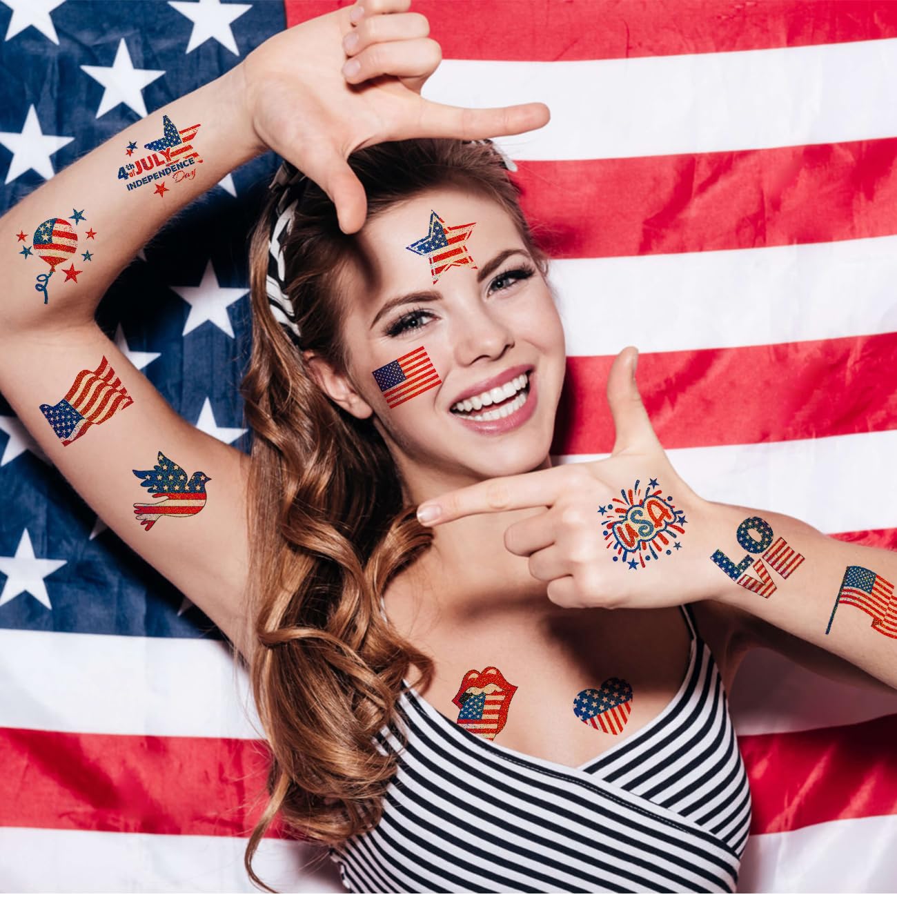 Non-toxic removable tattoos for Fourth of July