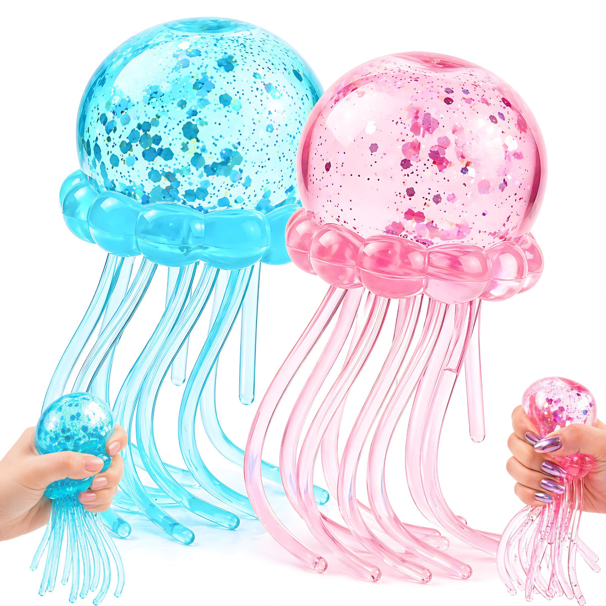 Glitter Jellyfish Squishy compact 3.2 inch size
