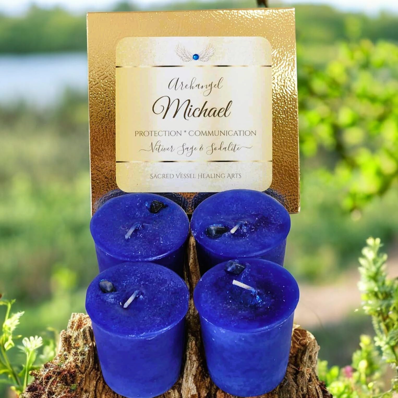 Glitter magick touch on Archangel Michael votives