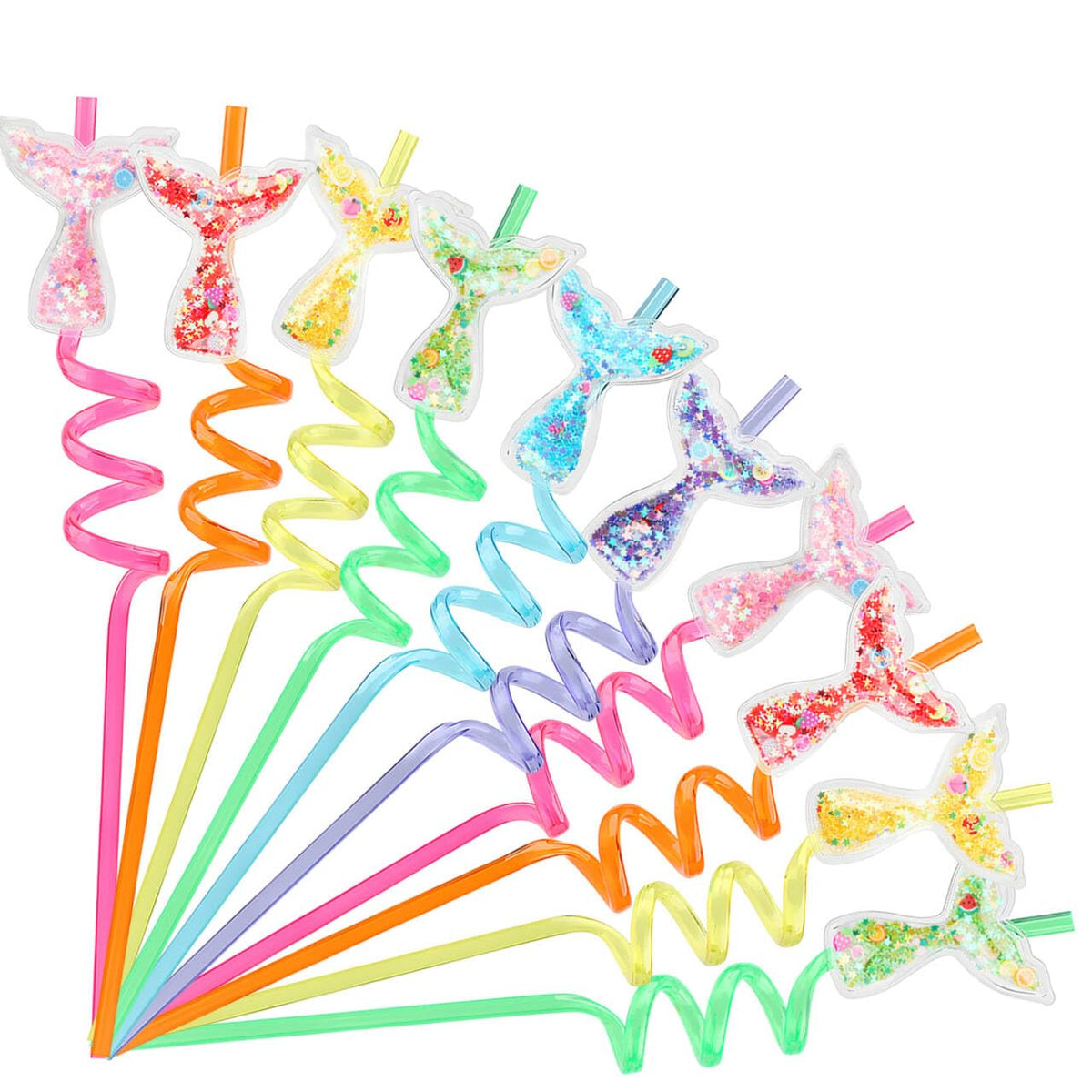 glitter mermaid party favors straw set 30pcs