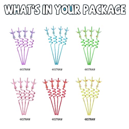 Mermaid birthday party supplies glitter straw set