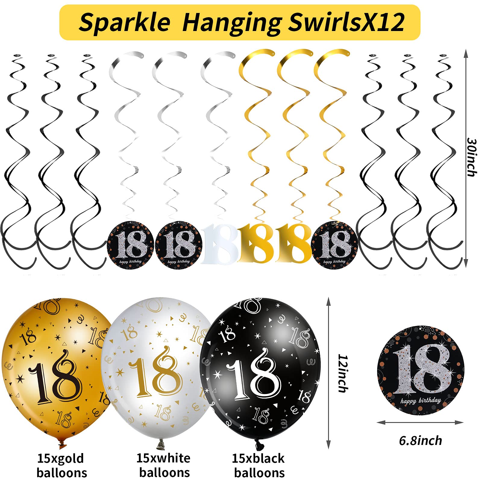 18th birthday latex balloons 12 inch multi color