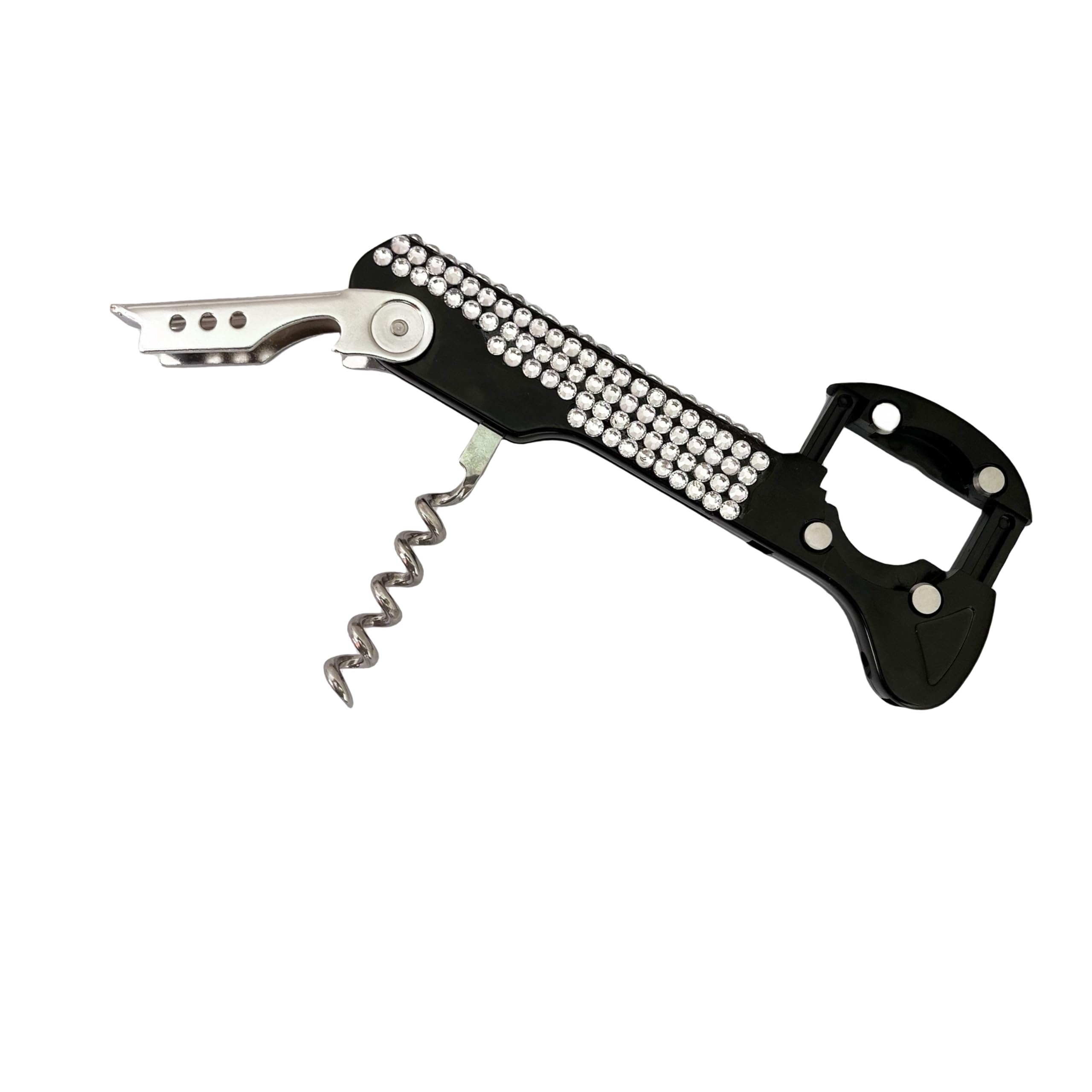 Glittery Boomerang Wine Opener black stainless steel