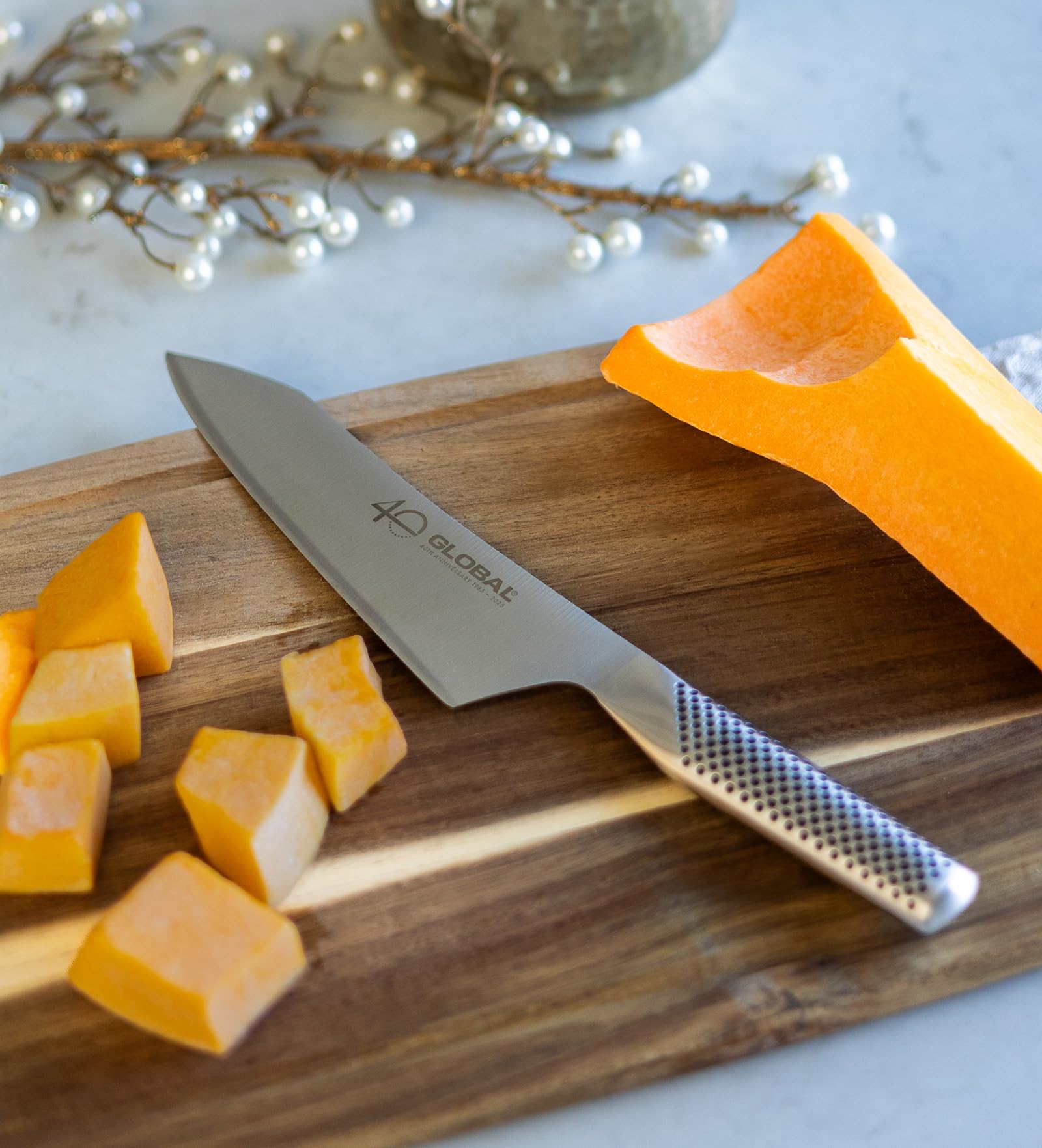 Convex edge blade on Global Asian chef knife