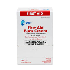 Packaged Globe Burn Cream packets for travel and first aid kit