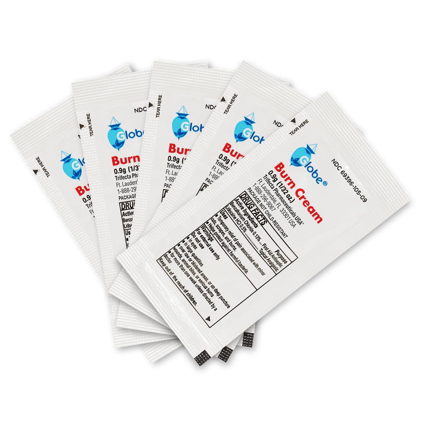 Clean area apply small amount and cover with Globe Gauze bandages