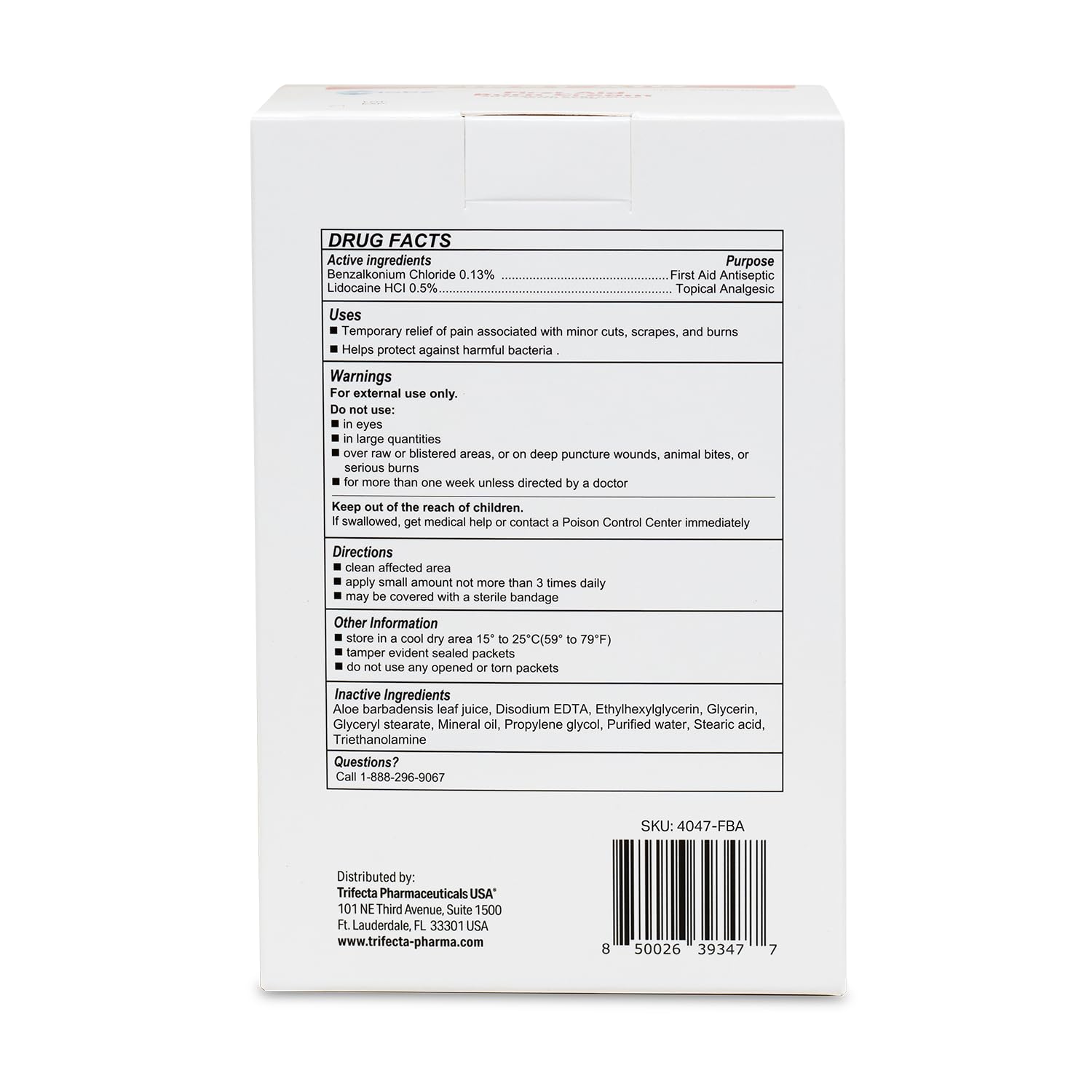 NDC number listed on manufacturing packaging