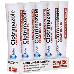 Globe Clotrimazole Cream 1% 1oz tube in 5 pack packaging