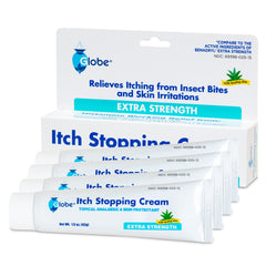 Label highlights 2% diphenhydramine HCL on Globe cream