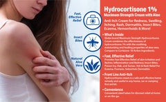 Hydrocortisone cream 1% Aloe for eczema itching 1oz
