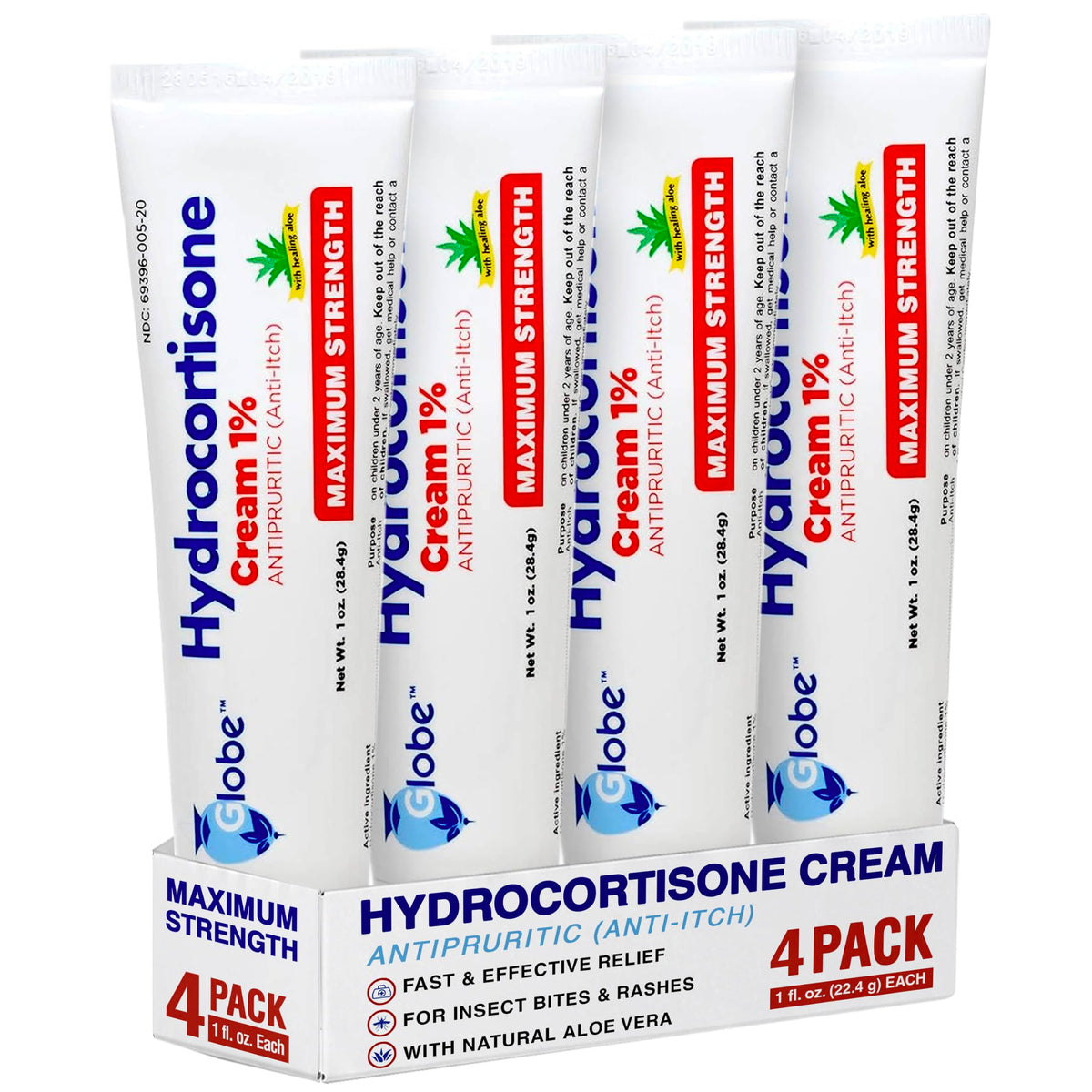 Globe Hydrocortisone Cream 1% with Aloe 1oz tube