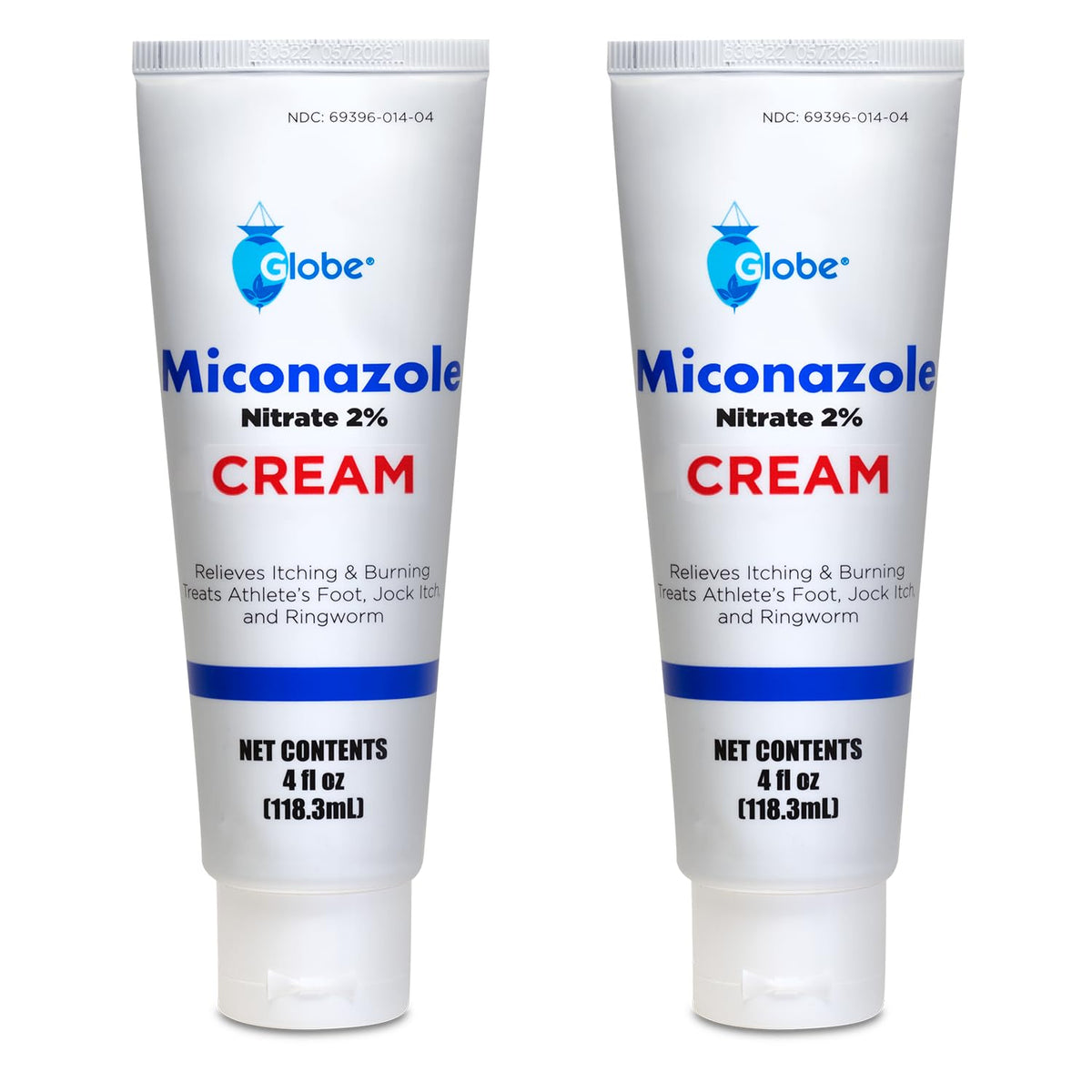 Globe Miconazole Nitrate 2% Antifungal Cream 4 oz tube