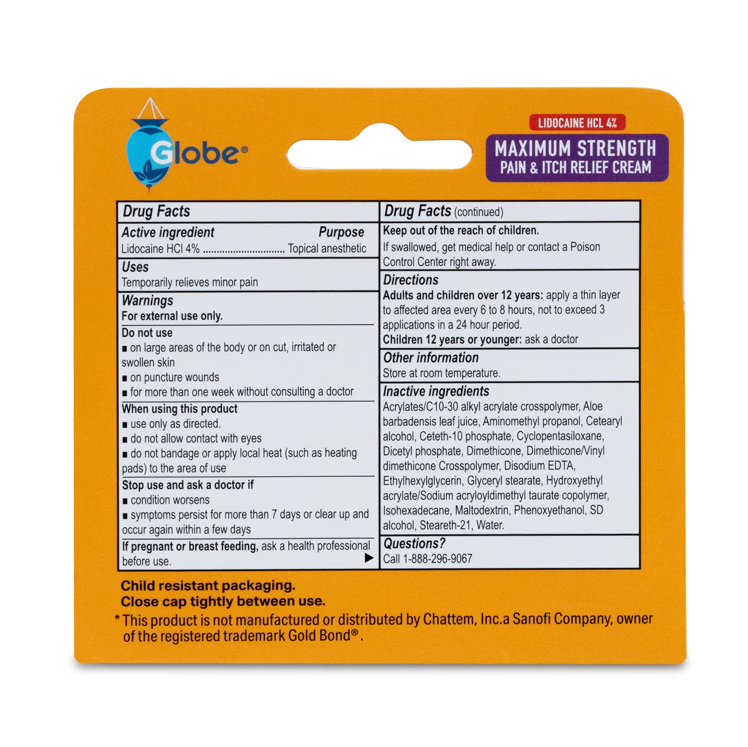 Globe lidocaine 4% cream label 2 pack