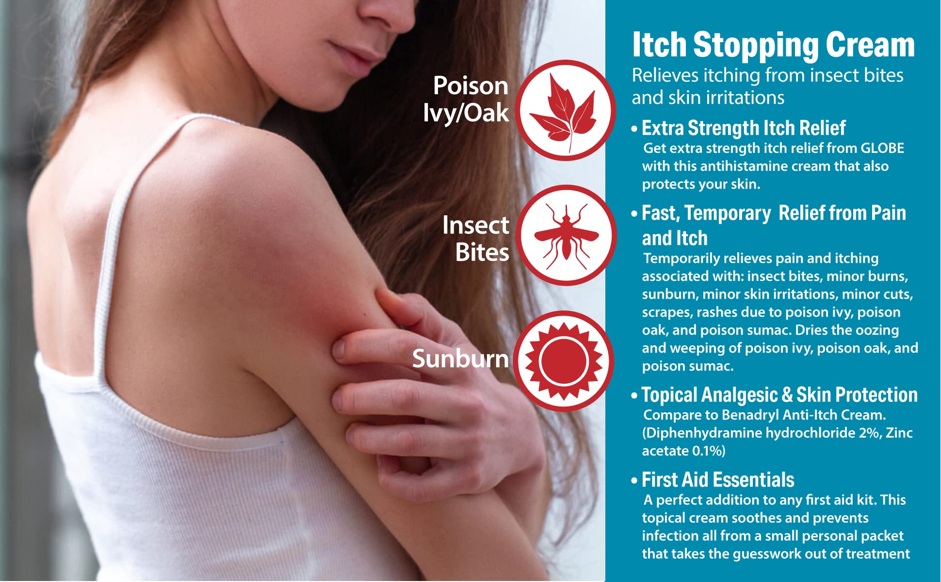 Globe Stop Itching Cream 1.5 oz tube side view