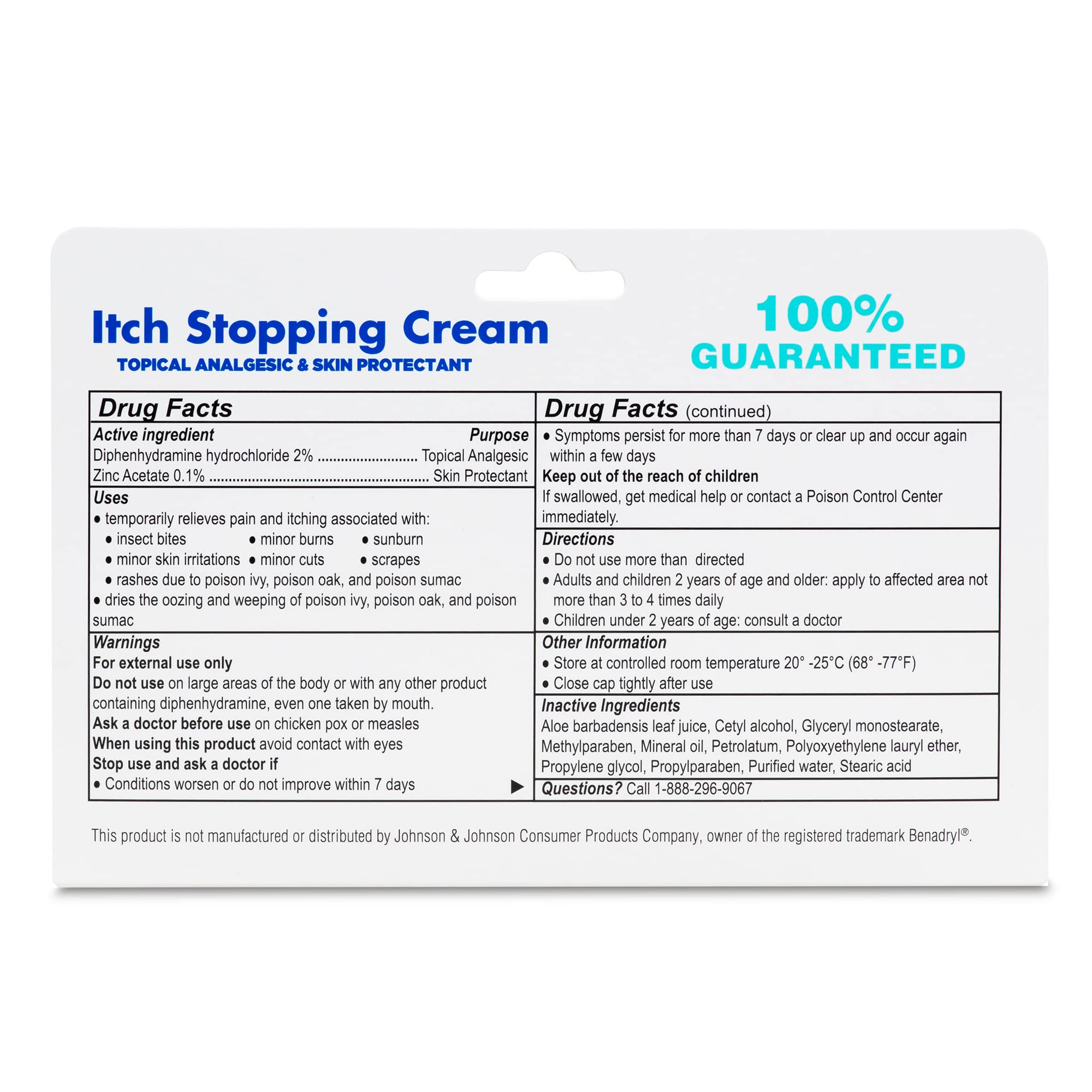 Zinc acetate skin protectant mentioned on packaging