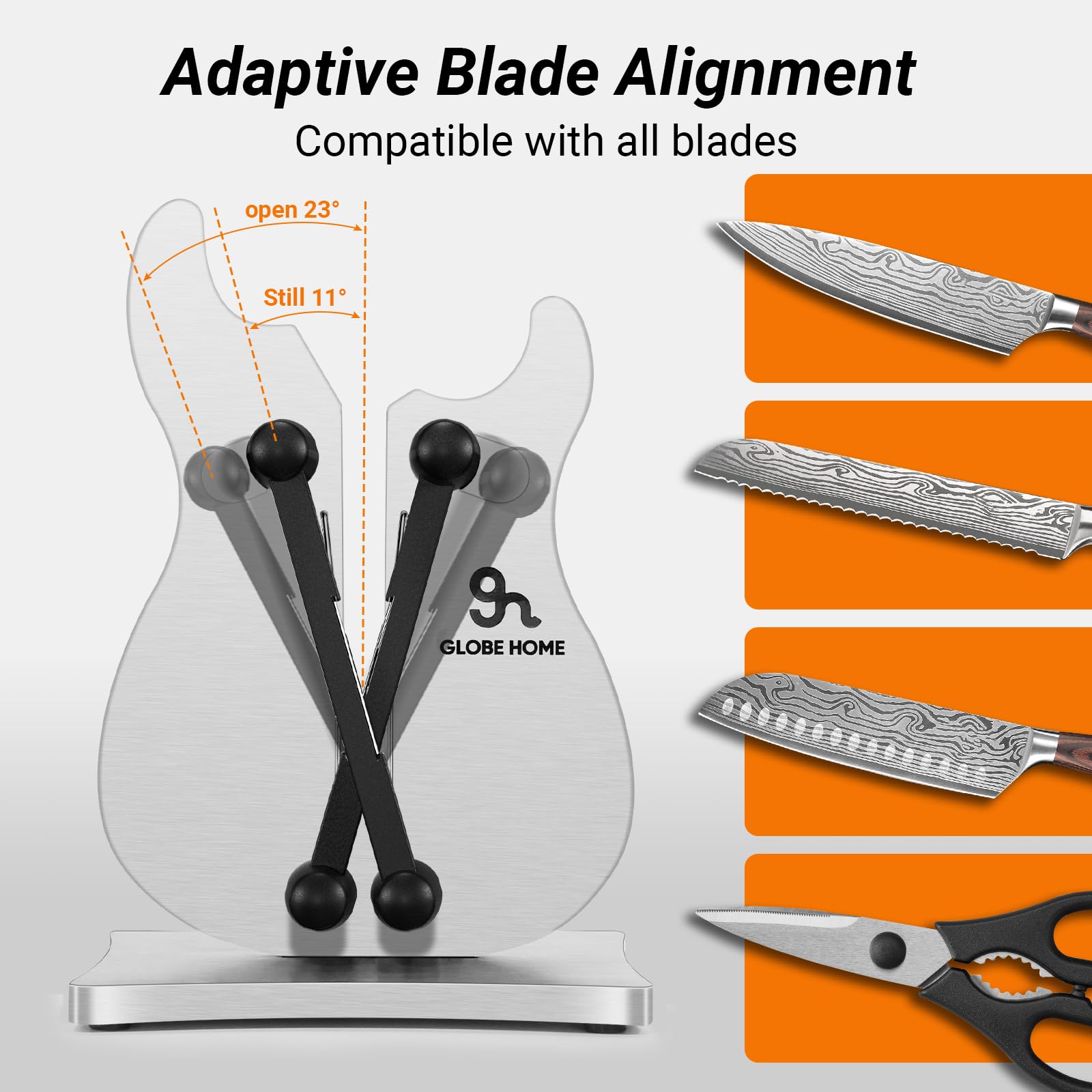Close up of sharpening arms on GlobeHome knife sharpener