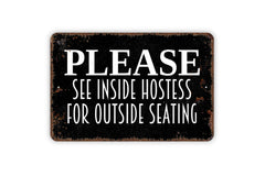 Gloss print finish on hostess seating sign