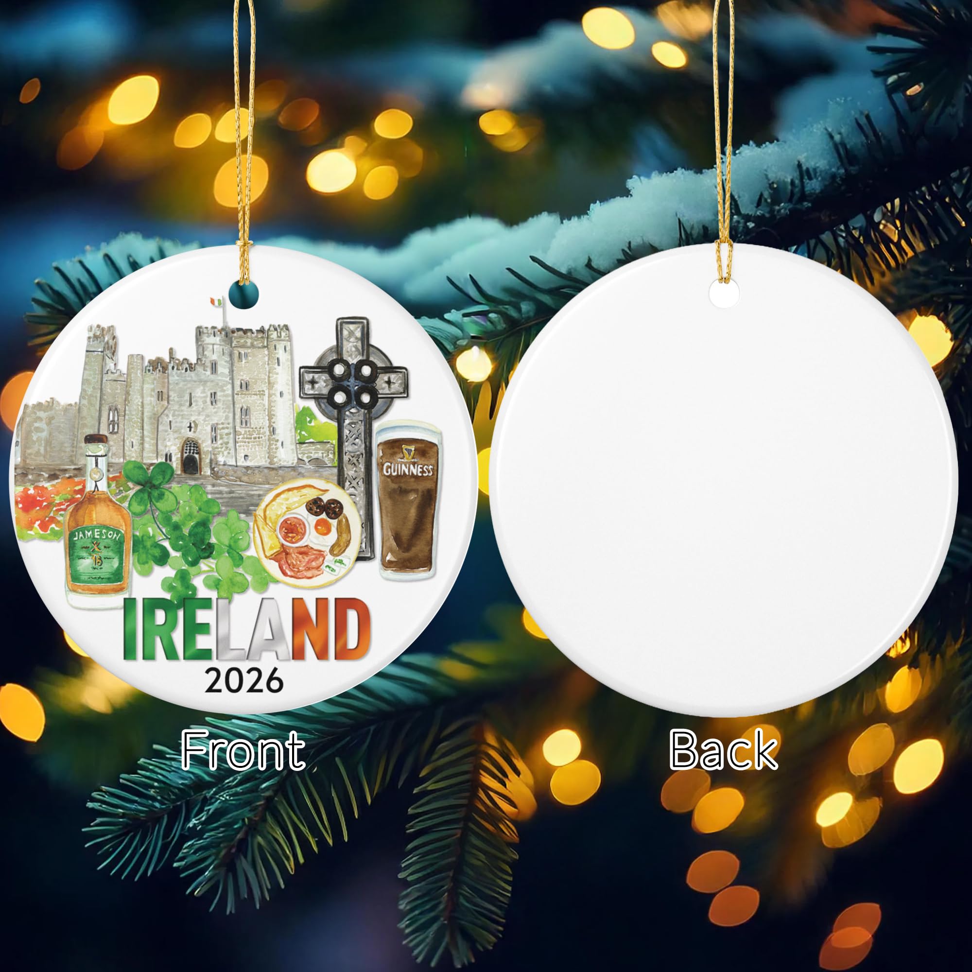 Single-sided front print not customizable ornament