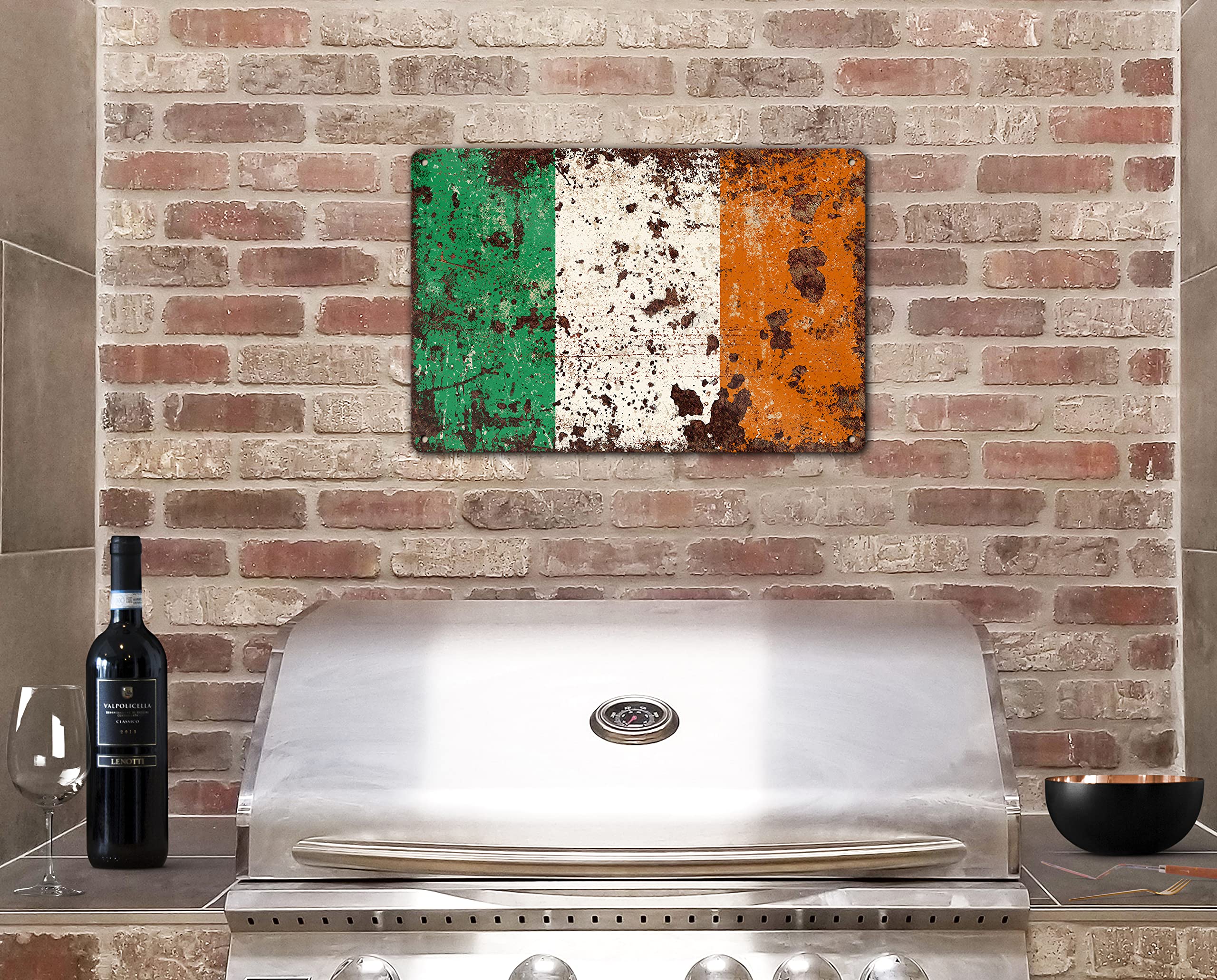 Lightweight irish flag metal sign 12x18 for hanging