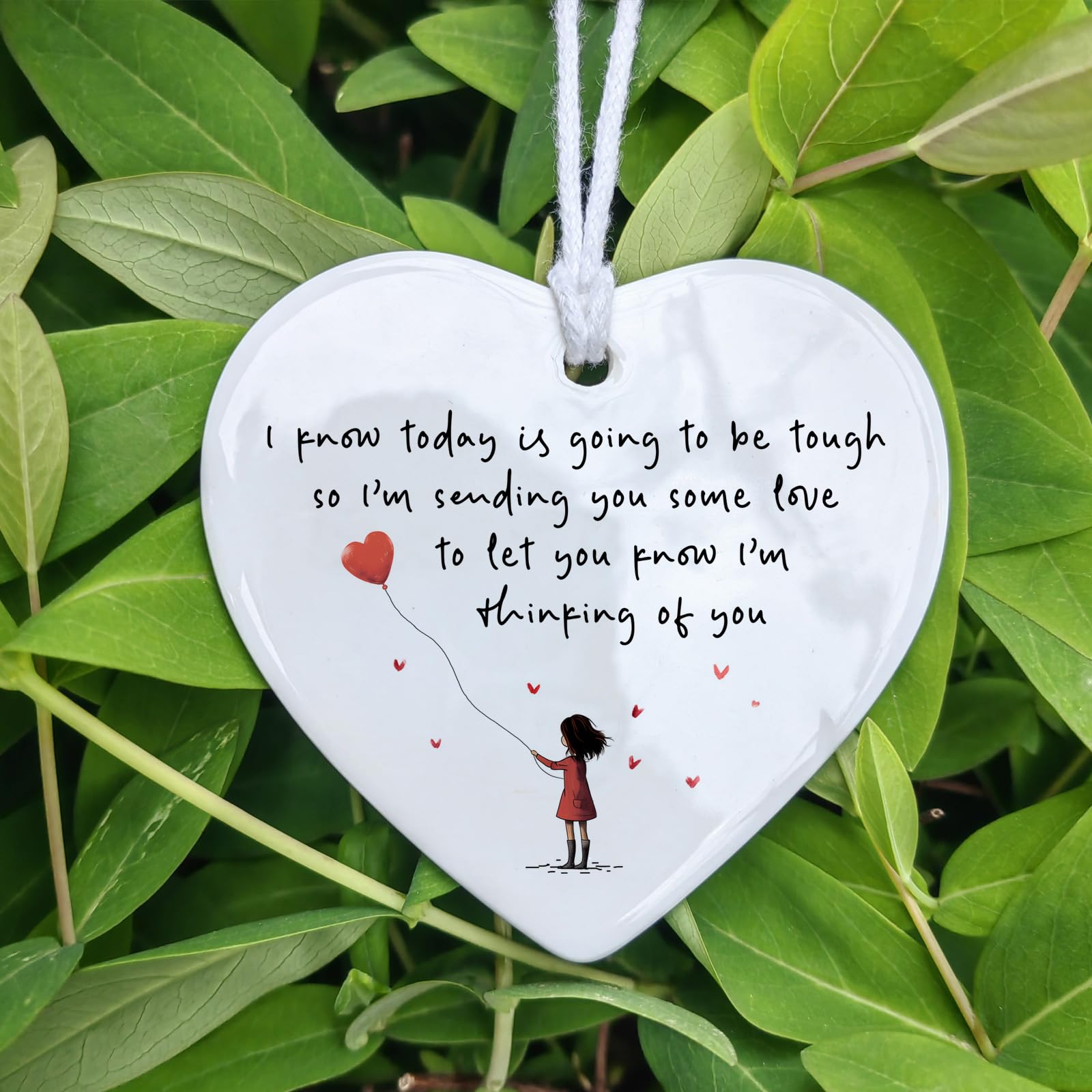 Difficult Day Keepsake includes two hanging strings for display