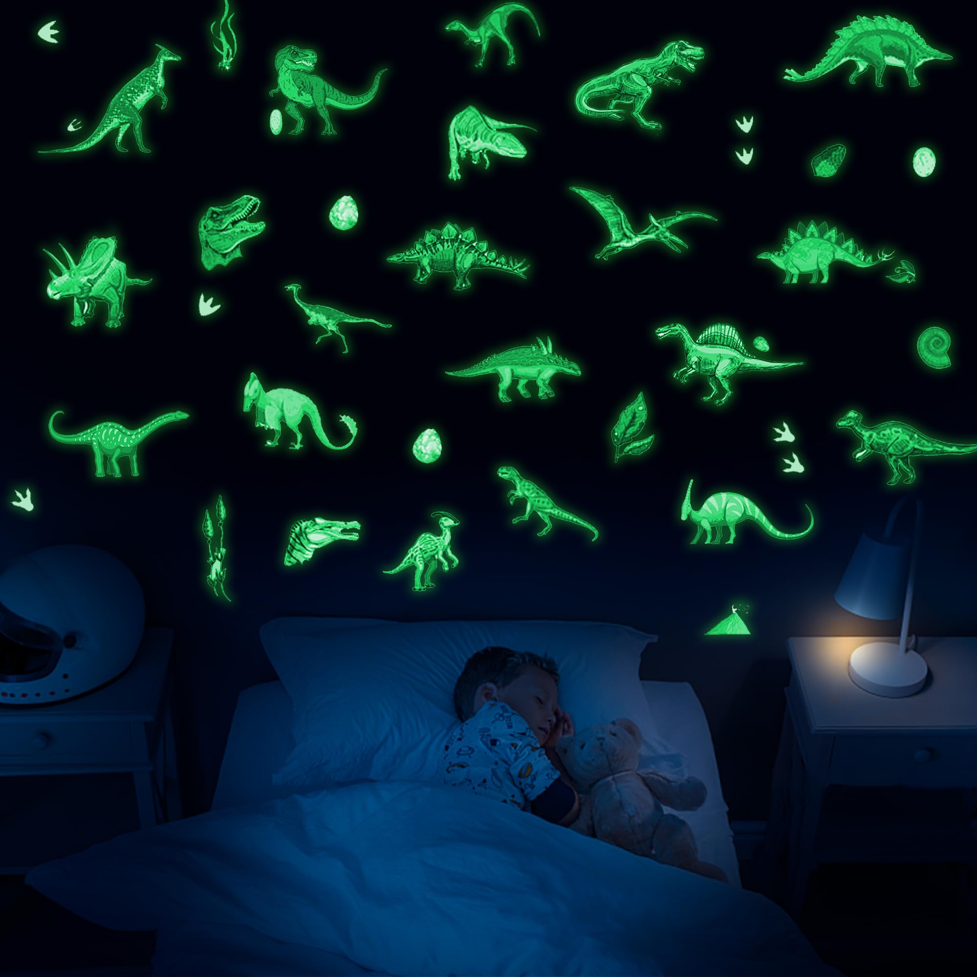 Glow in the Dark Dinosaur Wall Decals for kids room
