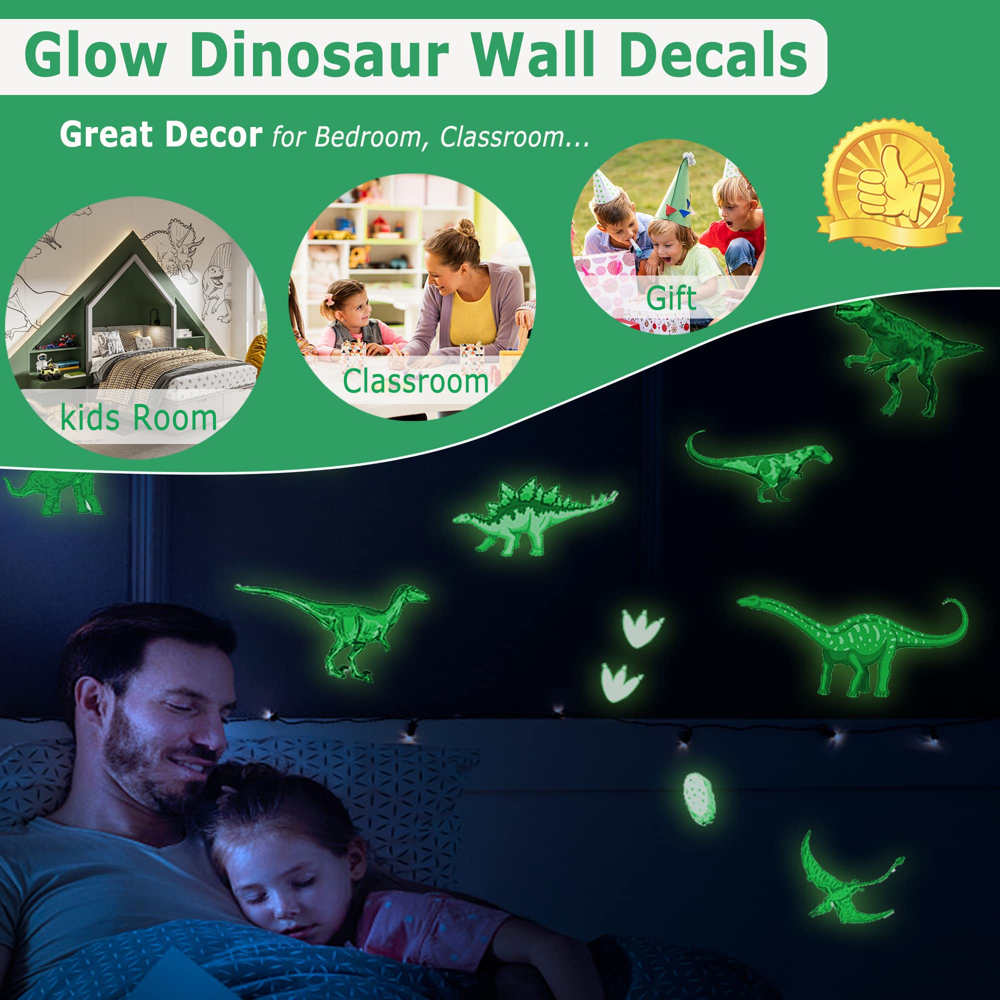Glow in the Dark Dinosaur Wall Stickers for ceiling and walls