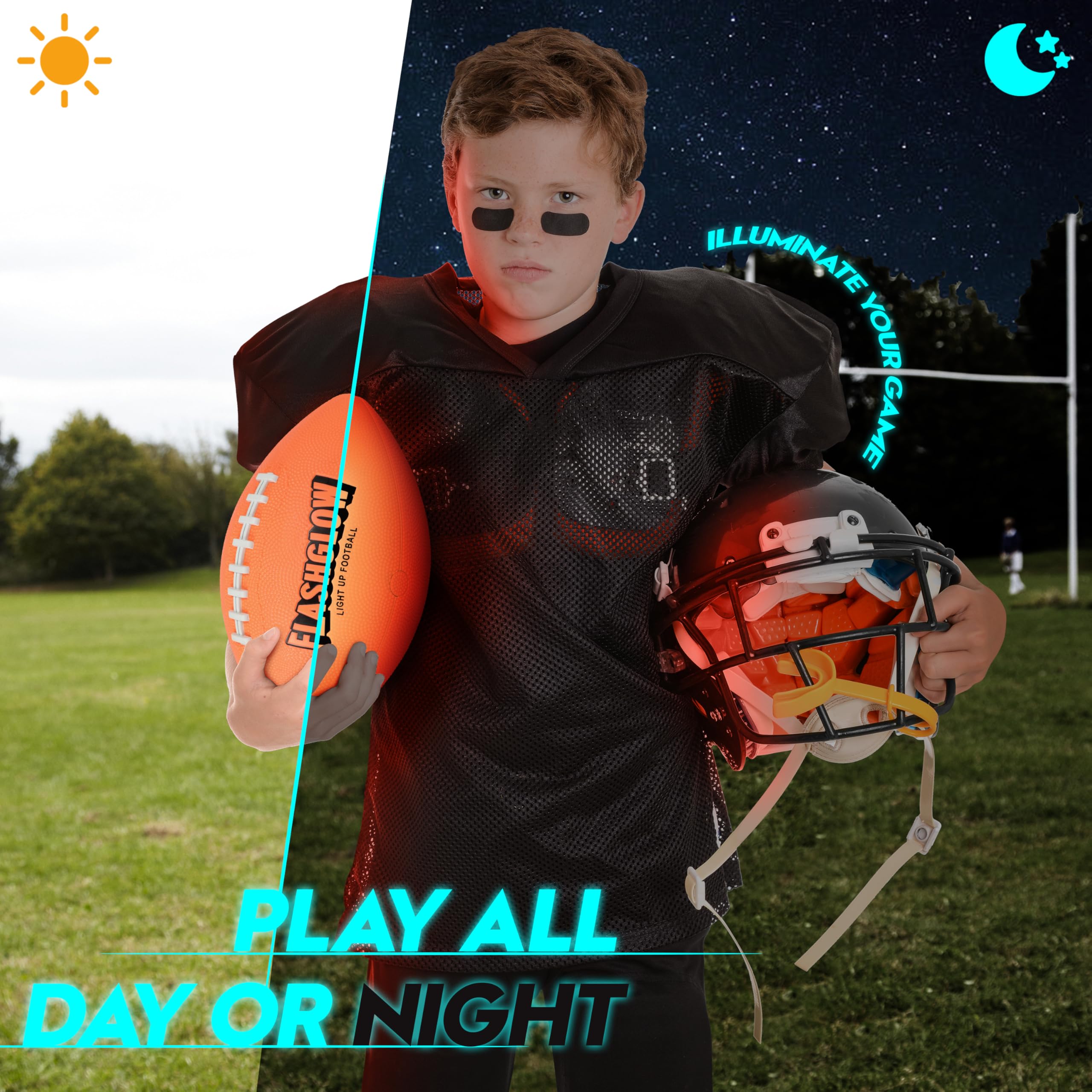 Glow in the dark football for night play outdoors